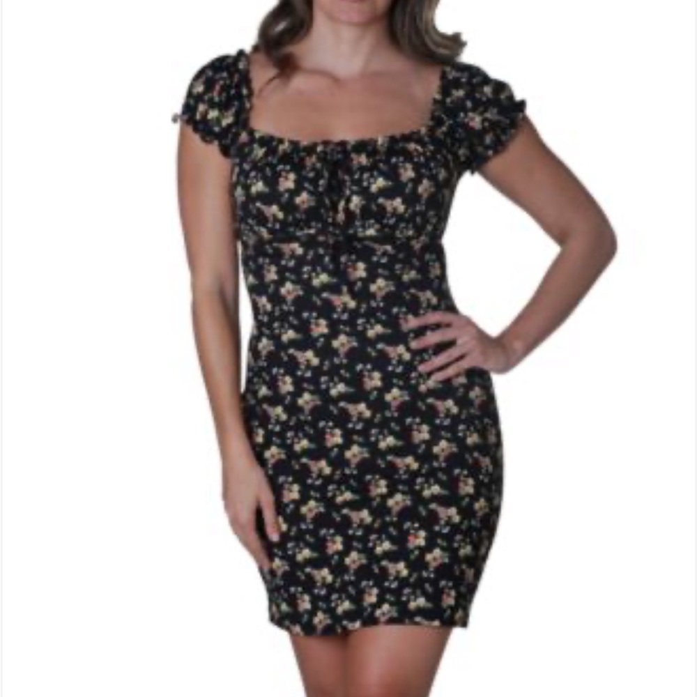 Ultra Flirt Black Floral Dress Large